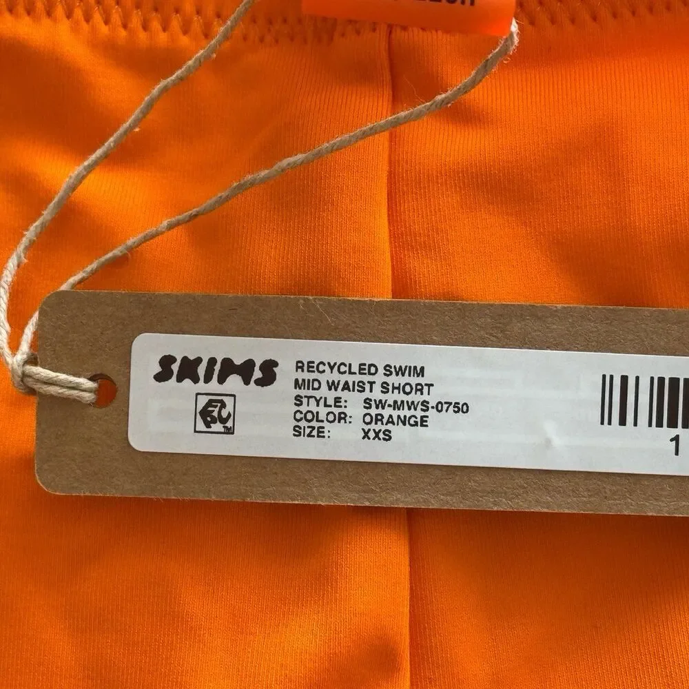 Skims Swim Mid Waist Short Orange Size XXS